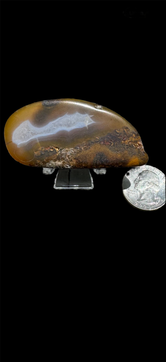 Colorful yellow &nbsp;carnelian with banding and agate inclusions.