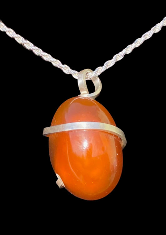 Beautiful whole amber colored carnelian necklace.