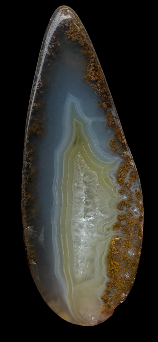 Stunning electric yellow, white, and blue banded agate